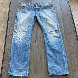 Men’s Diesel SAFADO Regular Slim-Straight 0816P Jeans W33 L30 Ripped Light Blue
